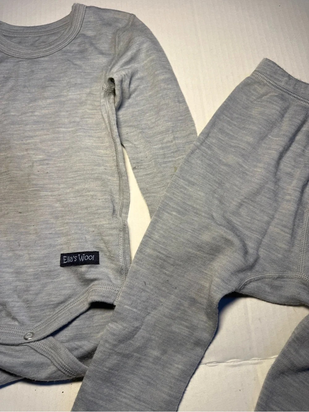 Ellas Wool 100% Wool Long Sleeve Bodysuit and Footed Pants Set